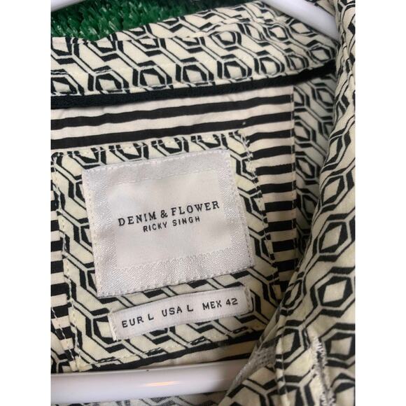 Denim & Flower Ricky Singh Short Sleeve Button Down Shirt Men's Size L Casual - Picture 10 of 16